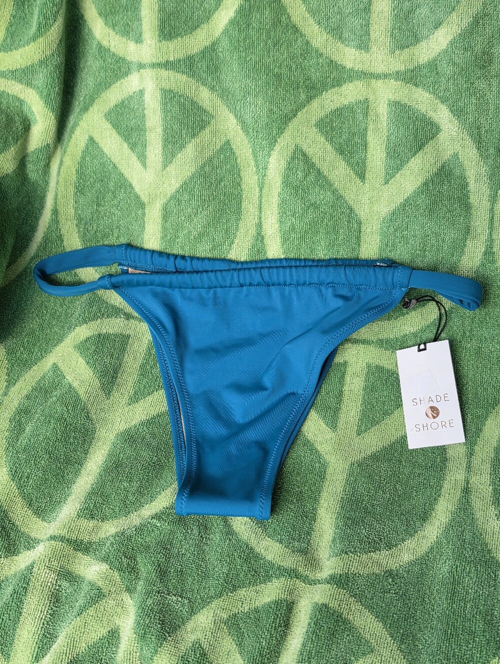 Women's Bikini Bottom Teal Blue Tunneled Ultra High Leg Medium